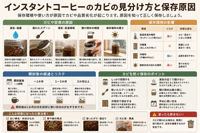 インスタントコーヒーのカビの見分け方と保存原因